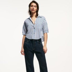 {ZARA} SHORT SLEEVE LINEN BLEND SHIRT SZ MED